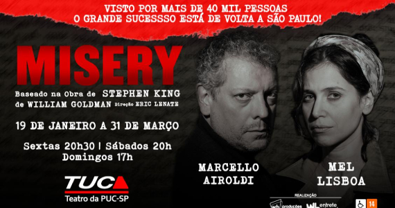 'Misery' baseado na história de Stephen King no Teatro TUCA