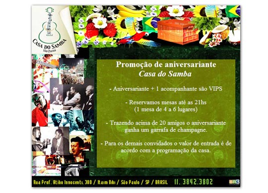 E-mail marketing de aniversário Casa do Samba