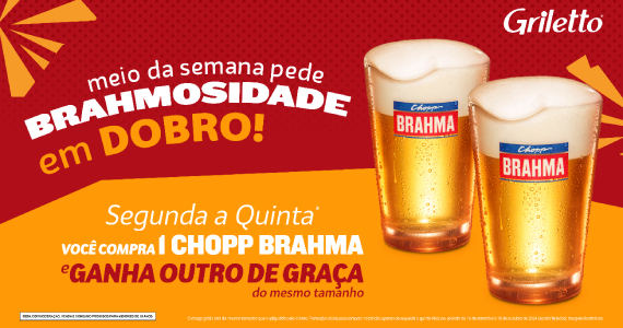 Griletto oferece Chopp em dobro de segunda à quinta-feira Eventos BaresSP 570x300 imagem