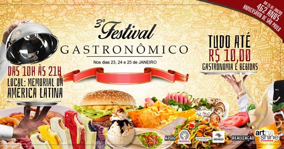 3ª Festival Gastronômico até R$ 10 no Memorial da América Latina Eventos BaresSP 570x300 imagem