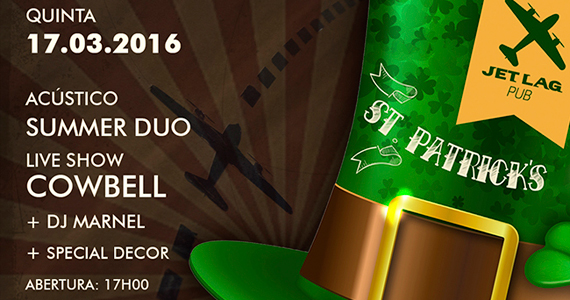 Acústico Summer Duo e banda Cowbell animam a festa de St. Patrick's no Jet Lag Pub Eventos BaresSP 570x300 imagem