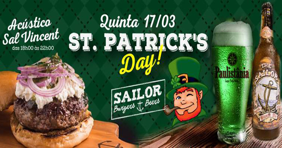 Sailor Burger celebra o St. Patricks Day com show de Sal Vincent e pão verde Eventos BaresSP 570x300 imagem