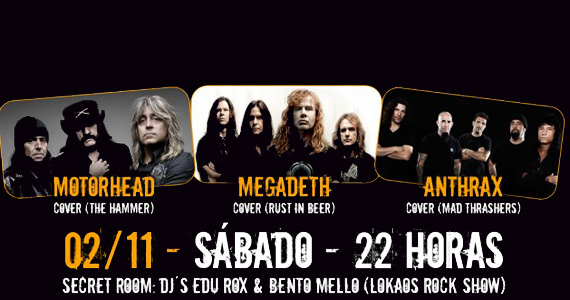 Covers das bandas Motorhead, Megadeth e Anthrax no Manifesto - Rota do Rock Eventos BaresSP 570x300 imagem