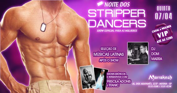 Noite dos Stripper Dancers com DJ Marra e show interativo no Marrakesh Club Eventos BaresSP 570x300 imagem