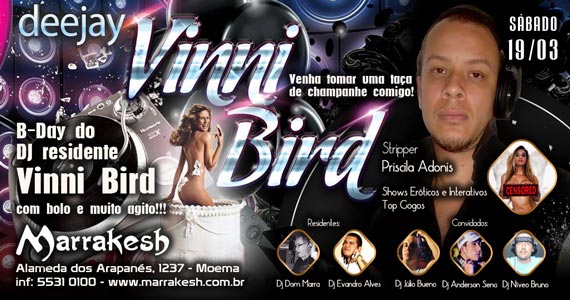 Aniversário do DJ Vinni Bird anima o sábado com muito swing no Marrakesh Club Eventos BaresSP 570x300 imagem