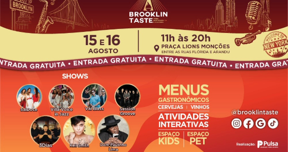 Brooklin Taste 2026 com festival gratuito de gastronomia, música e atividades em São Paulo