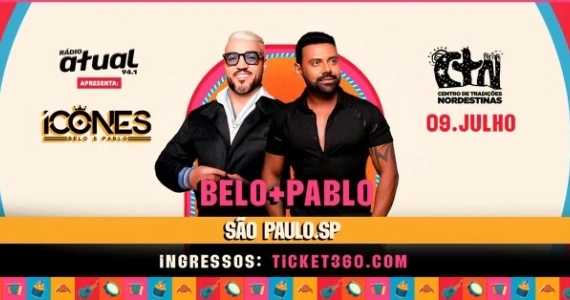 Belo e Pablo sobem ao palco do CTN no feriado de 9 de julho Belo e Pablo sobem ao palco do CTN no feriado de 9 de julho