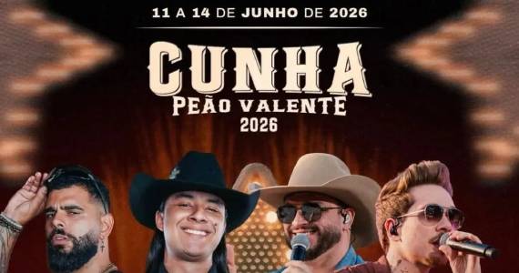 Cunha Peão Valente 2026 anuncia line-up oficial com grandes nomes do sertanejo para o mês de junho