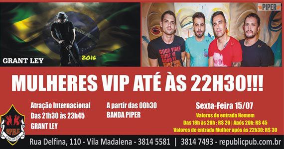 Bandas Piper e Grant Ley comandam a noite com pop rock no Republic Pub Eventos BaresSP 570x300 imagem