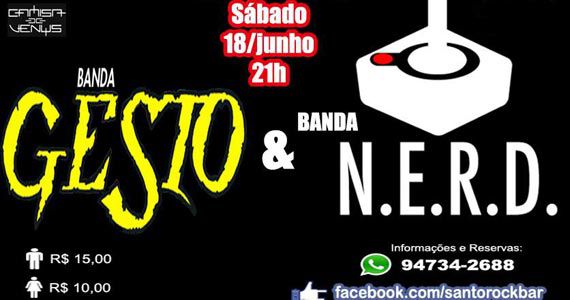 Santo Rock Bar recebe as bandas Gesto e N.E.R.D. com o melhor do pop rock Eventos BaresSP 570x300 imagem