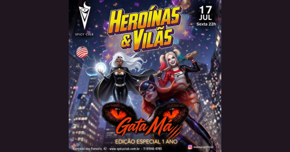 Festa Gata Má celebra um ano com edição inspirada em vilãs e heroínas em São Paulo