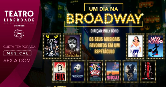 Um Dia na Broadway, de Billy Bond no Teatro Liberdade Eventos BaresSP 570x300 imagem