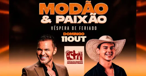 Eduardo Costa e Willy Vaqueiro comandam noite de Modão & Paixão no CTN