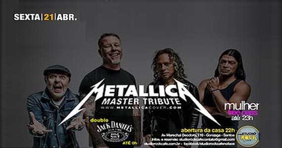 Os sucessos do Metallica com a banda Master Tribute no Studio Rock Café Eventos BaresSP 570x300 imagem