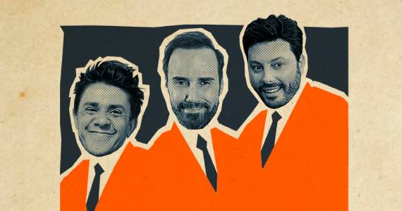 Danilo Gentili, Oscar Filho e Diogo Portugal no Teatro Bradesco