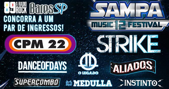 Concorra a 1 par de ingressos para o Sampa Music 12 Festival no Espaço Victory